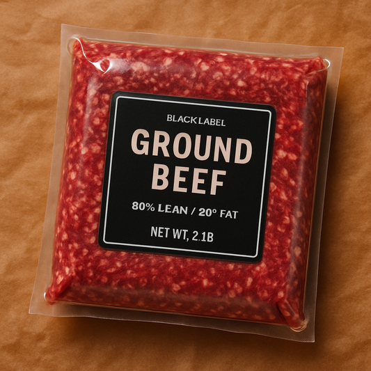 Black Label Ground Beef - Premium Angus 80/20 (~2 lb pack)
